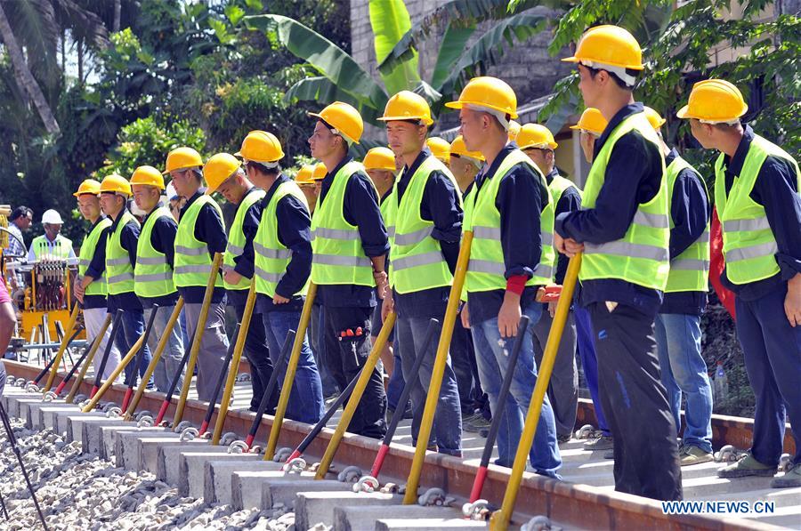 SRI LANKA-MATARA-CHINA-BUILT RAILWAY-TRACK-LAYING COMMENCEMENT