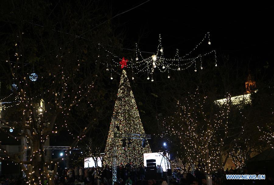 MIDEAST-BETHLEHEM-CHRISTMAS TREE-LIGHTING