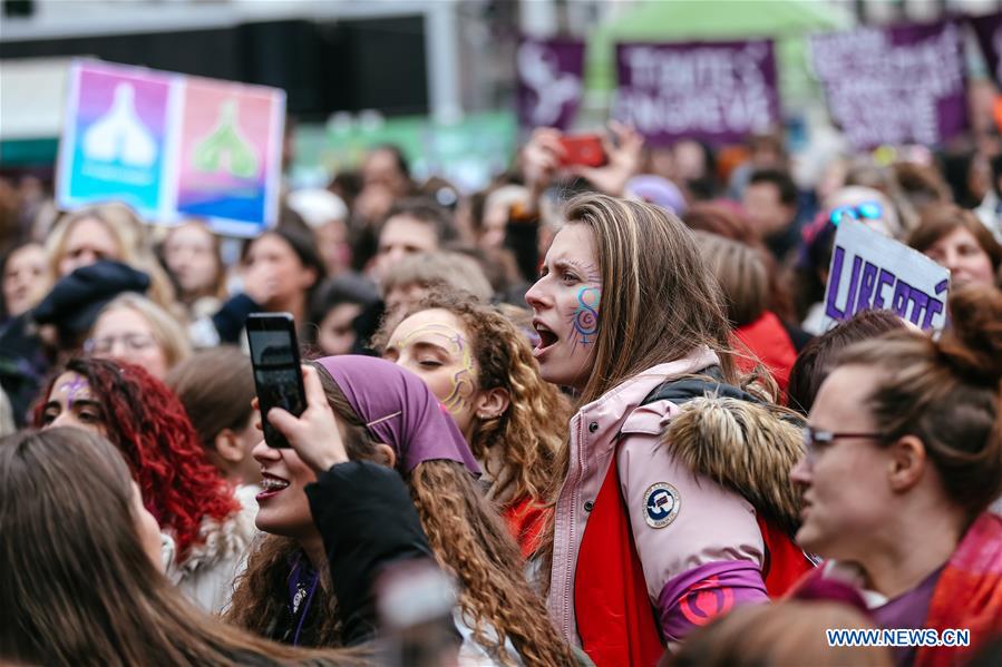 BELGIUM-BRUSSELS-WOMEN-STRIKE