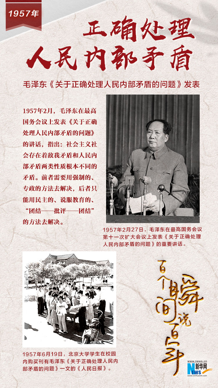 1957，正確處理人民內(nèi)部矛盾